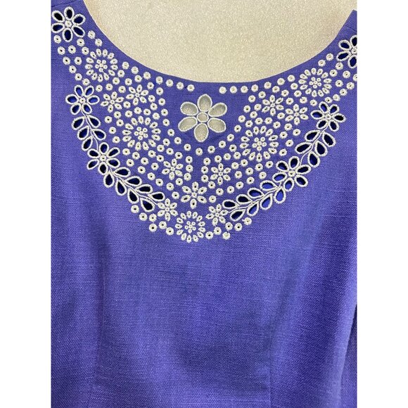 Kate Spade Purple Blue Embroidered Sleeveless Sheath Dress 00 - Picture 4 of 5